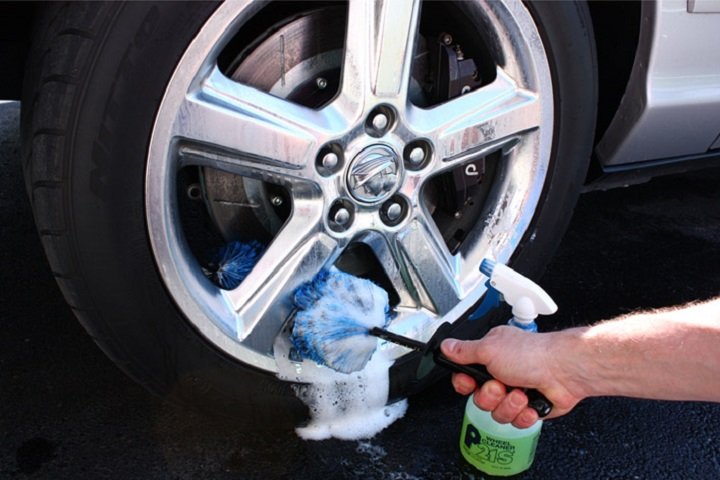 cleaning wheel with stiffer brush