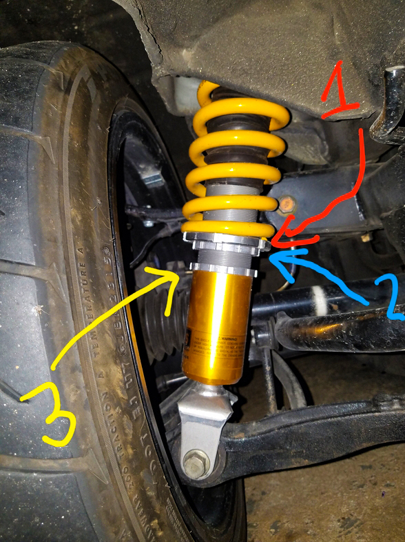 adjusting coilovers on a car